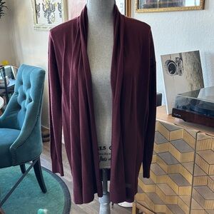 Ann Taylor Deep Red Open Front Cardigan